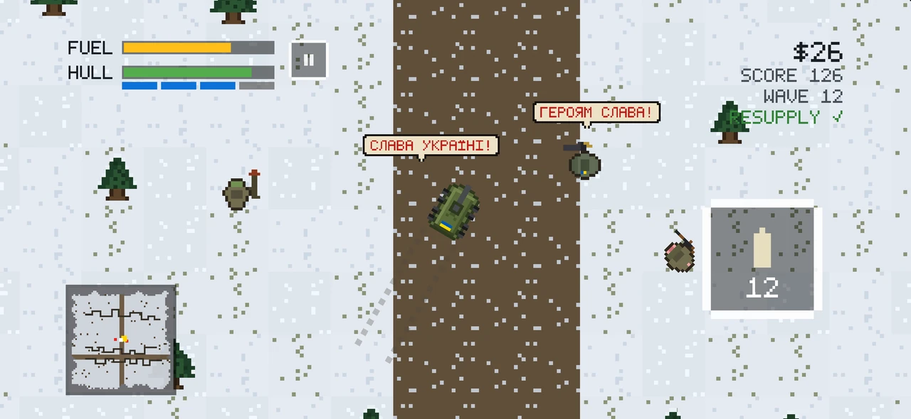 The IFV approaching a stranded friendly soldier for a rescue in the snow.